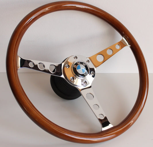 Steering wheel Fits For BMW Used Custom rebuilded Wood polished spokes Beautiful Craftmanship For E24 E28 E30 E32 E34 1986-1992