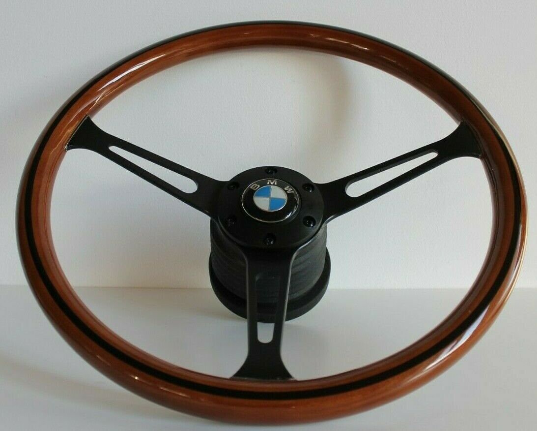 Steering wheel fits For BMW Used custom rebuld wood black 380mm wooden classic vintage hand rebuilded For E31 E32 E34 E36 Z3 1993-1998