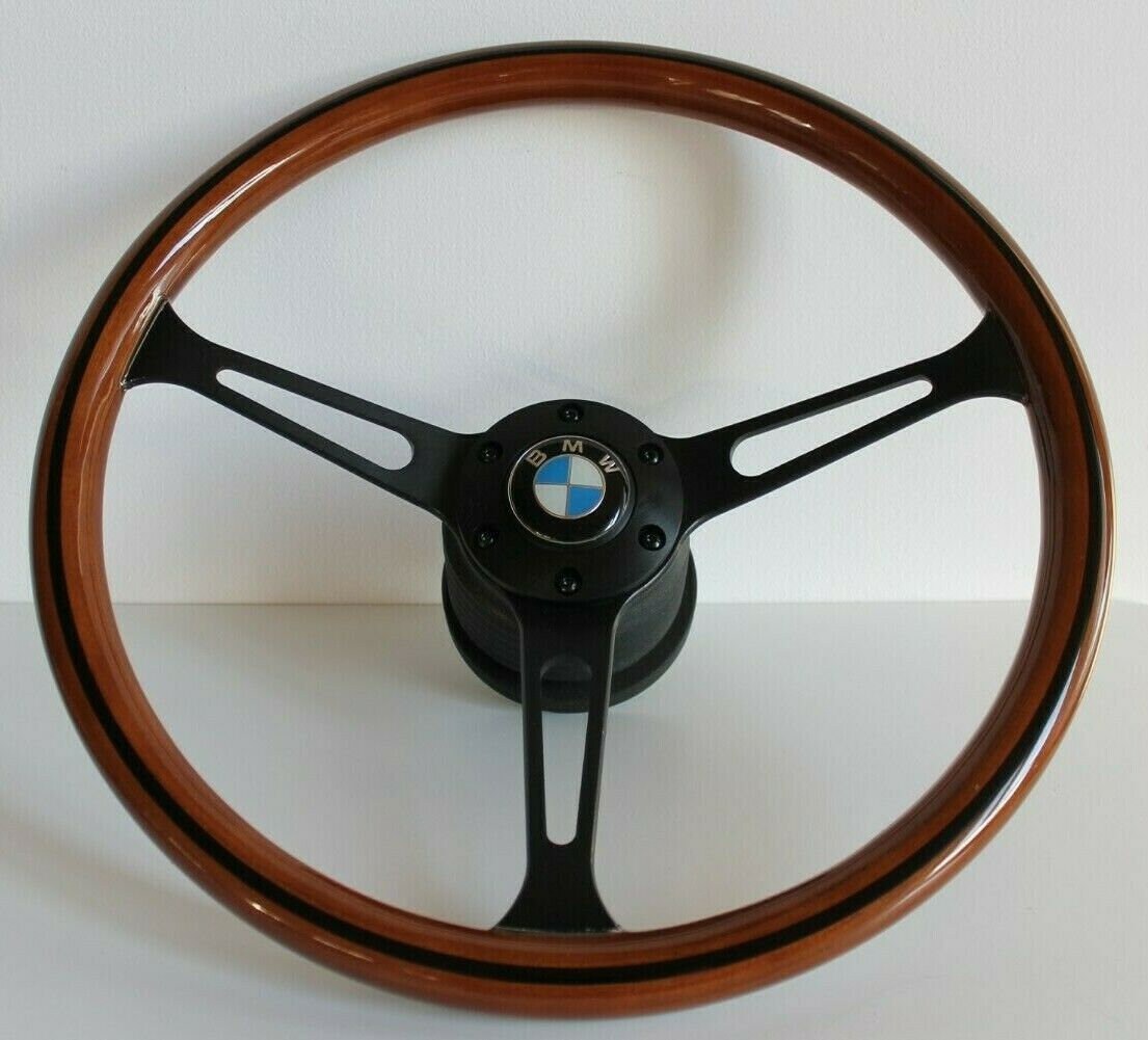 Steering wheel fits For BMW Used custom rebuld wood black 380mm wooden classic vintage hand rebuilded For E31 E32 E34 E36 Z3 1993-1998