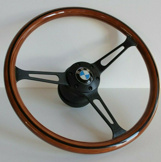 Steering wheel fits For BMW Used custom rebuld wood black 380mm wooden classic vintage hand rebuilded For E31 E32 E34 E36 Z3 1993-1998