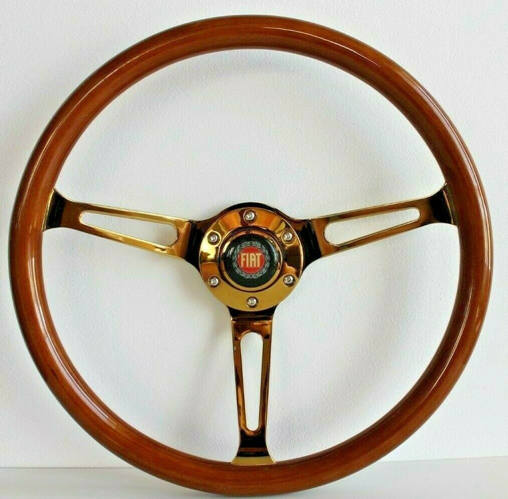 Steering wheel Fits For FIAT Used custom rebuilded Handmade Wood 380mm Wooden NO hub adapter beautiful craftmanship