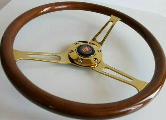 Steering wheel Fits For FIAT Used custom rebuilded Handmade Wood 380mm Wooden NO hub adapter beautiful craftmanship