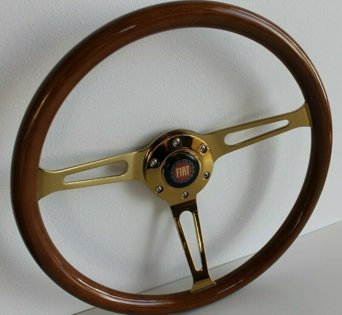 Steering wheel Fits For FIAT Used custom rebuilded Handmade Wood 380mm Wooden NO hub adapter beautiful craftmanship