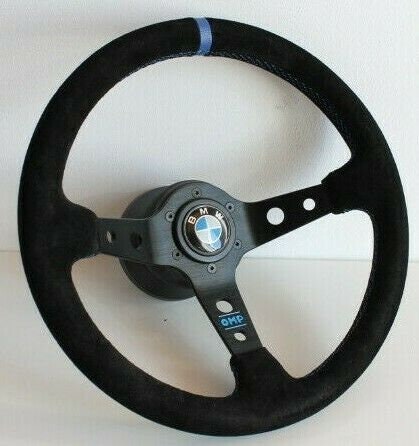 Steering wheel fits for BMW Used custom rebuild with  suede alcantara leather Blue hand rebuilded Deep Dish for E24 E28 E30 E34  1986-1992'