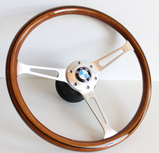 Steering wheel Fits For BMW Used Custom rebuilded Wood silver spokes Beautiful Craftmanship For E3 E9 E12 E21 E23 E24 E28 1976-1985'