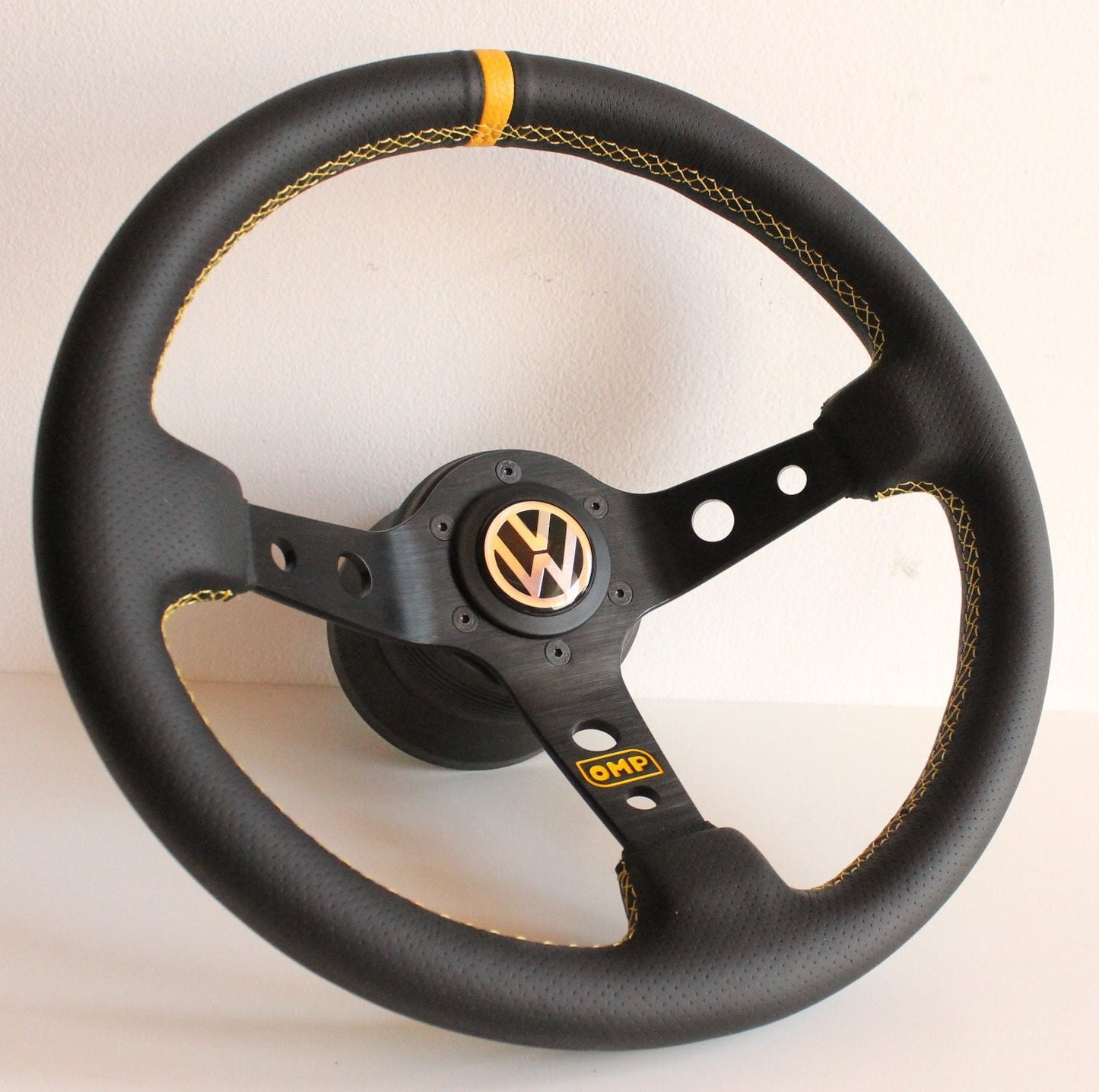 Steering wheel fits For VW Used custom rebuild perforated leather Blue Red Yellow Green hand rebuilded Deep Dish For Golf Jetta Mk4 Bora B5