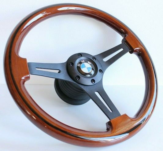 Steering wheel fits For BMW Used custom rebuld wood black 350mm wooden classic vintage hand rebuilded For E38 E38 E46 Z3 1999-2005