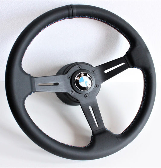 Steering wheel fits For BMW Used custom rebuild with new leather & M Power Style Stitching hand rebuilded Sport  For E24 E28 E30 E34 86-92'