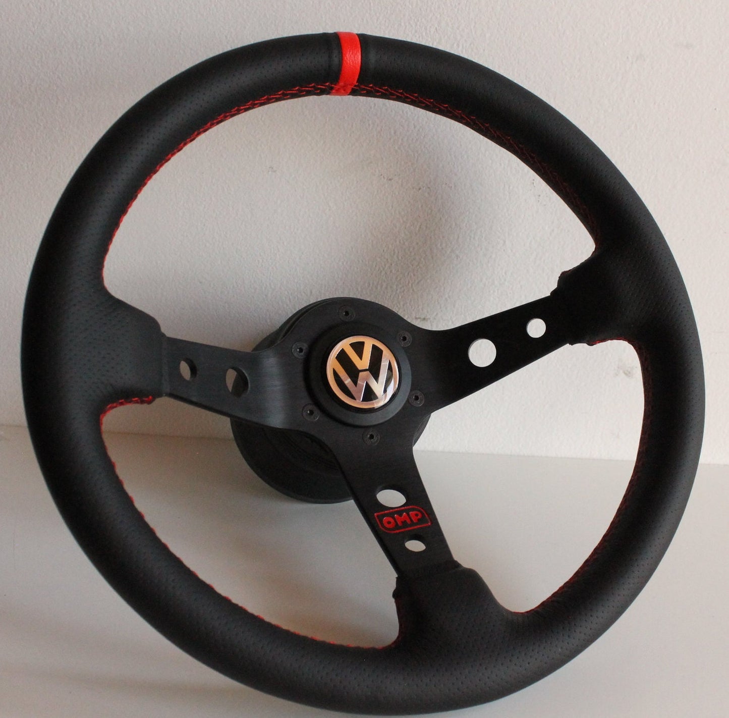 Steering wheel fits for VW Used custom hand rebulided  perforated leather Blue Red Yellow Green Deep Dish for T4 Bus Multyvan Caravelle