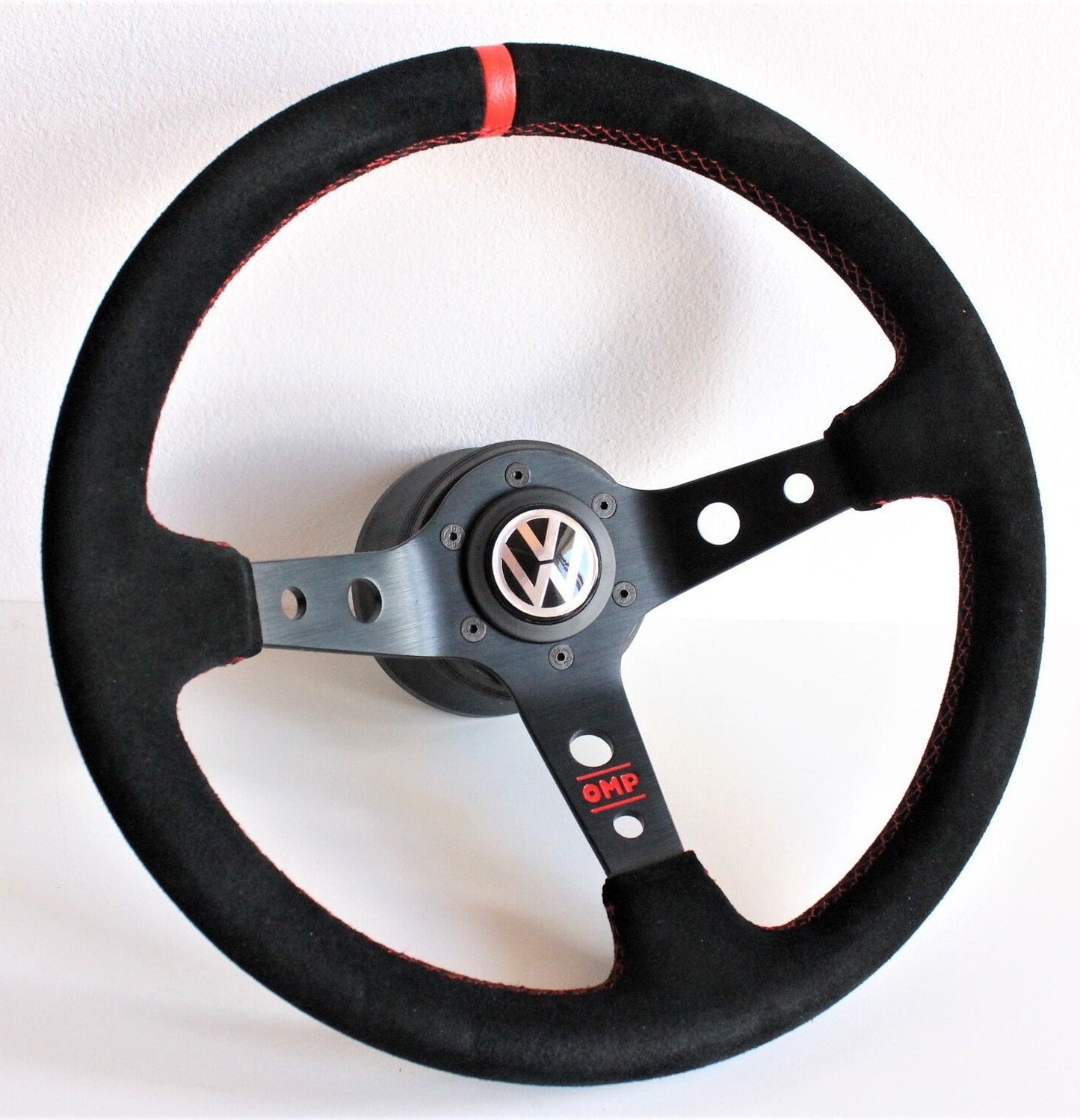 Steering wheel fits for VW Used custom rebuild Suede leather Blue Red Yellow Black hand rebuilded Deep Dish For Golf Jetta Mk2 Mk3 Corrado