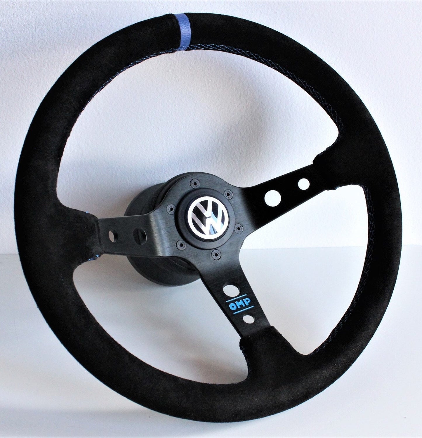 Steering wheel fits for VW Used custom rebuild Suede leather Blue Red Yellow Black hand rebuilded Deep Dish For Golf Jetta Mk2 Mk3 Corrado