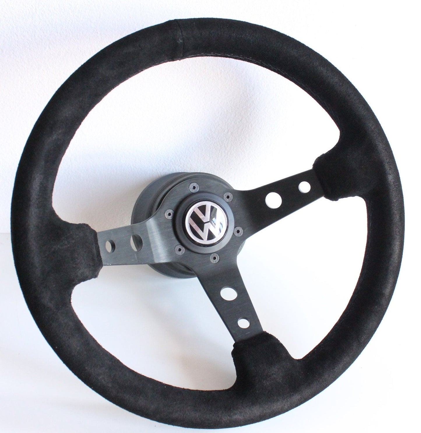 Steering wheel fits for VW Used custom rebuild Suede leather Blue Red Yellow Black hand rebuilded Deep Dish For Golf Jetta Mk2 Mk3 Corrado