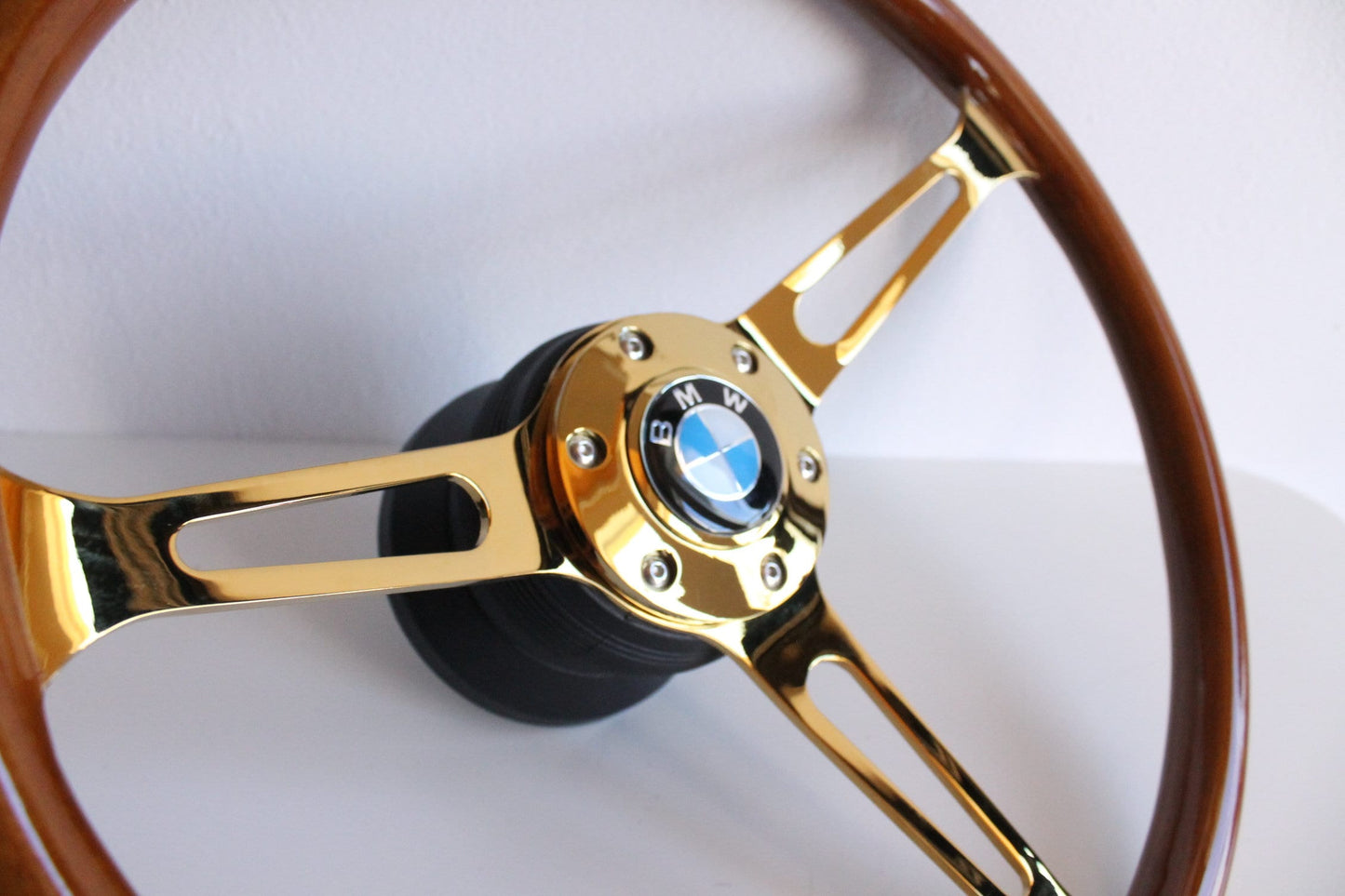 Steering wheel Fits For BMW Used Custom rebuilded Wood polished golden Beautiful Craftmanship Wooden For E10 2002 1502 1602 1802 1965-1976'