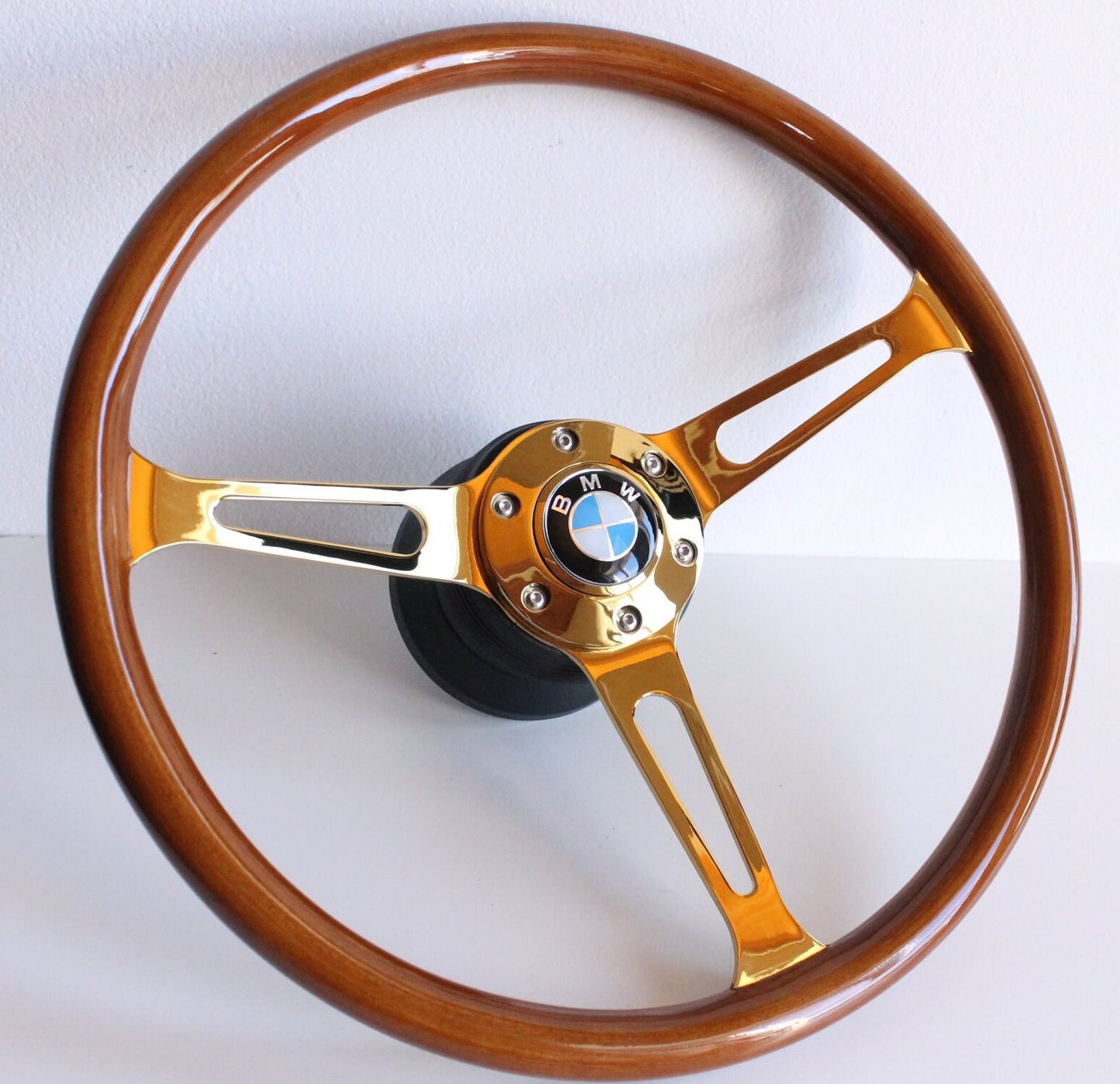 Steering wheel Fits For BMW Used Custom rebuilded Wood polished golden Beautiful Craftmanship Wooden For E10 2002 1502 1602 1802 1965-1976'