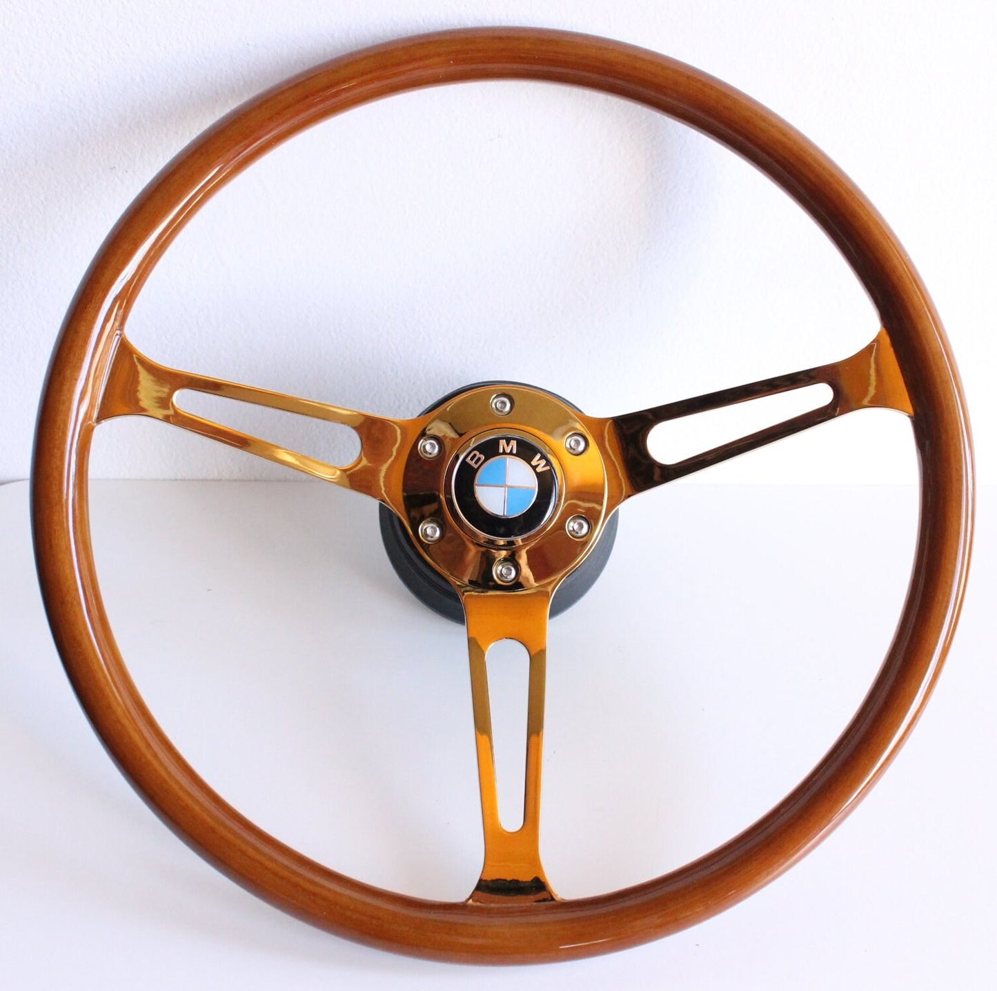 Steering wheel Fits For BMW Used Custom rebuilded Wood polished golden Beautiful Craftmanship Wooden For E10 2002 1502 1602 1802 1965-1976'