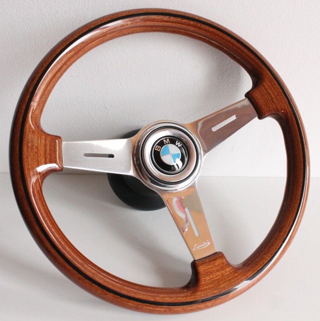 Steering wheel fits BMW custom Handmade wood chrome 365mm wooden classic vintage hand rebuilded Oem Luisi E31 E34 E36 E38 E39 Z3 1993-1999