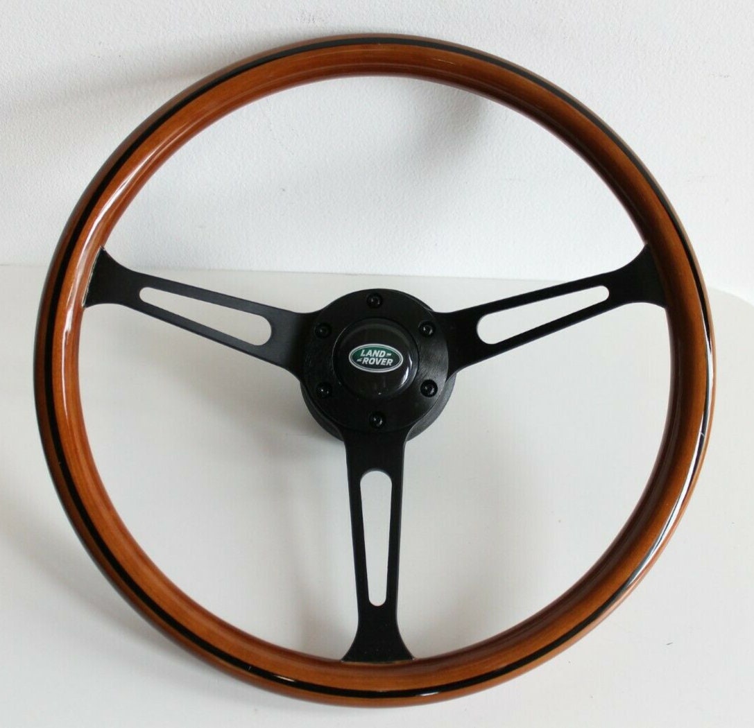 Steering wheel fits Land Rover Defender  90 110 custom rebuilded Wood 380mm Wooden Defender 36 spline