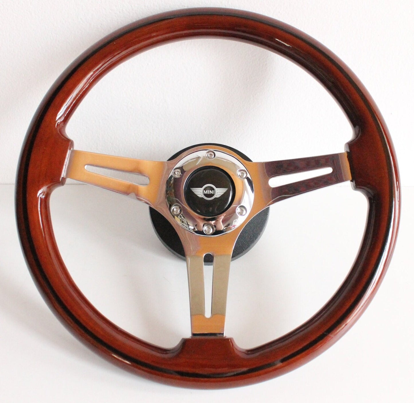 Steering wheel fits For Mini Cooper Used custom rebuld wood chrome 350mm classic vintage hand rebuilded For Austin Healy Mini 1000 1275 GT