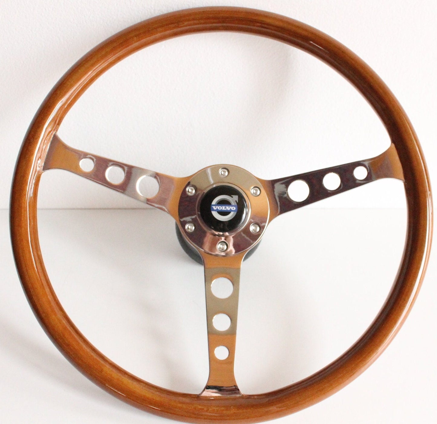 Steering wheel fits For VOLVO Used custom rebuld wood Chrome spokes 380mm wooden vintage hand rebuilded For 1800 1800ES