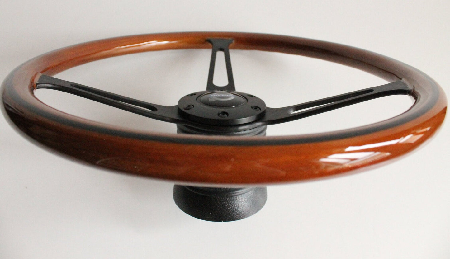 Steering wheel fits For VOLVO Used custom rebuld wood black spokes 380mm wooden vintage hand rebuilded For  1800 1800ES