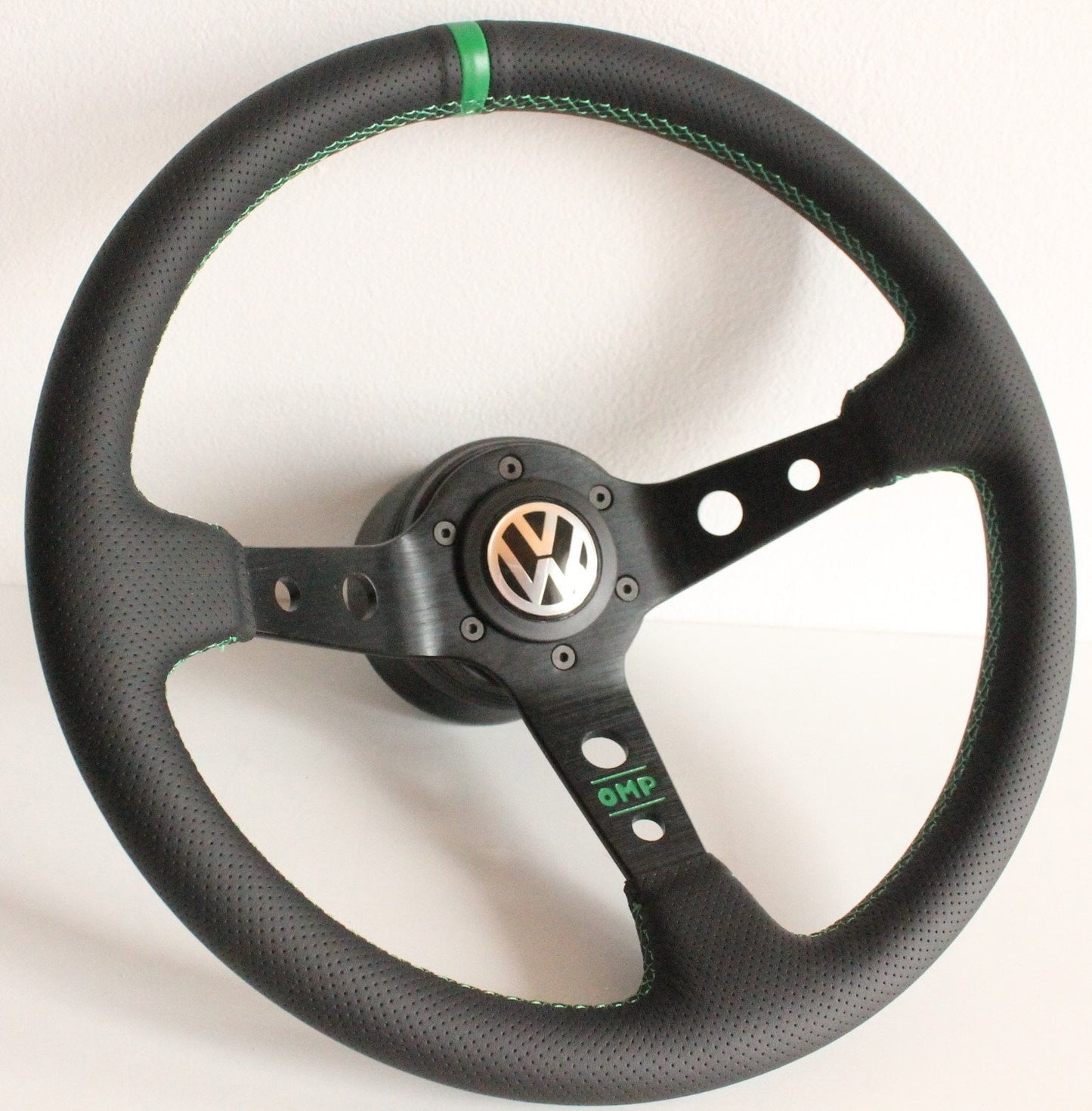 Steering wheel fits for VW Used custom hand rebulided  perforated leather Blue Red Yellow Green Deep Dish for T4 Bus Multyvan Caravelle