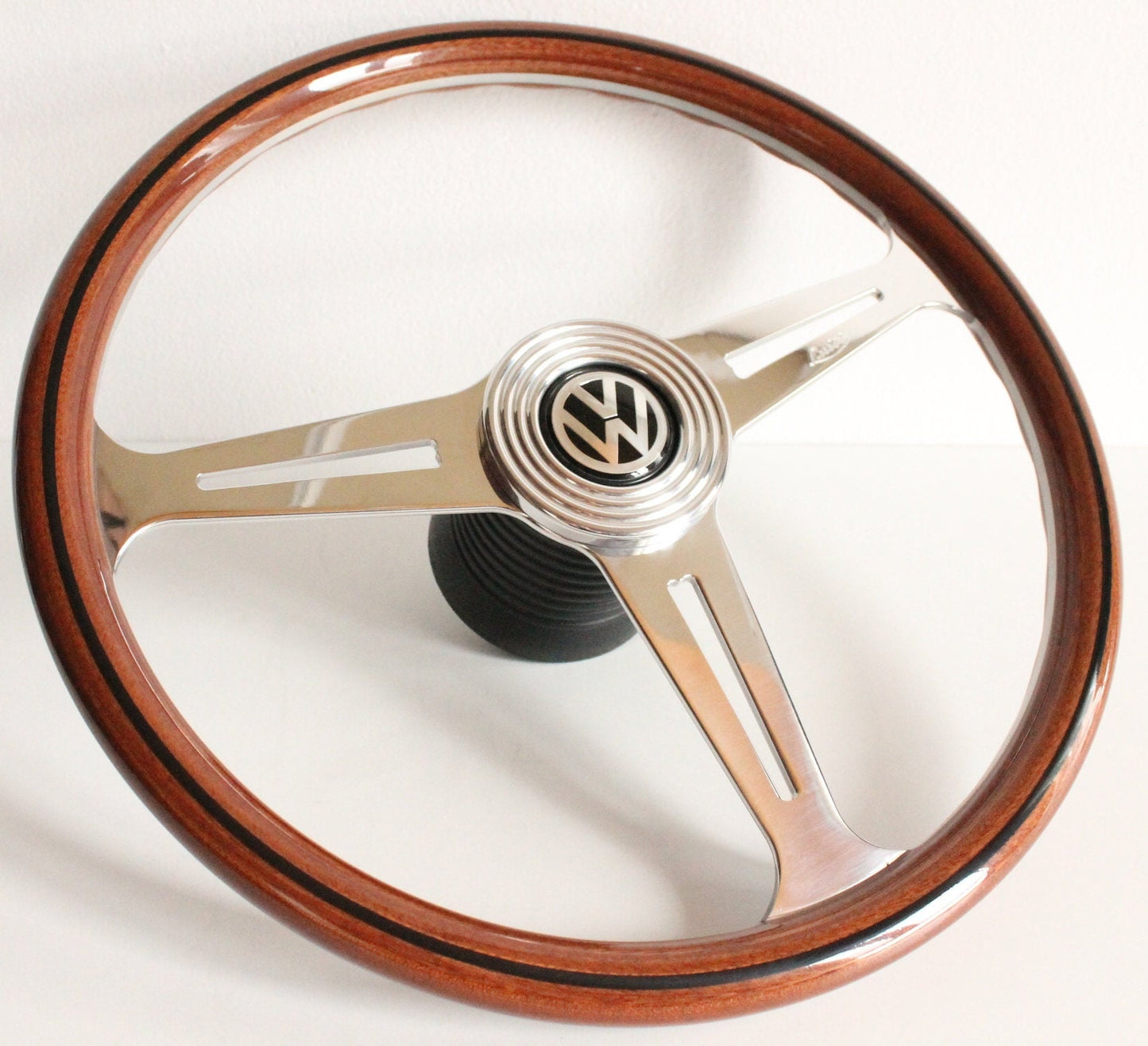 Steering wheel fits For VW custom rebuld OEM LUISI wood Chrome 390mm vintage hand rebuilded Bus T25 T3 caravelle Vanagon Transporter 80-97