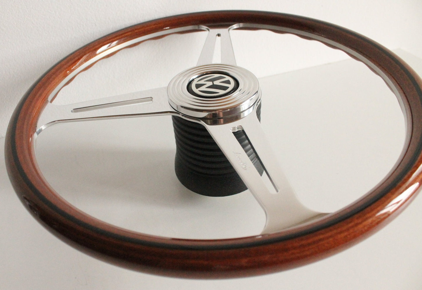 Steering wheel fits For VW Used custom rebuld wood  spokes 390mm OEM Luisi vintage hand rebuilded For Beetle 1200 1300 1302 1303 1600 70-79'