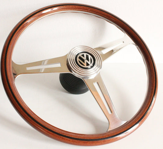 Steering wheel fits For VW Used custom rebuld wood chrome 390mm OEM LUISI wooden vintage hand rebuilded For Bus T1  Transporter 1950-1967