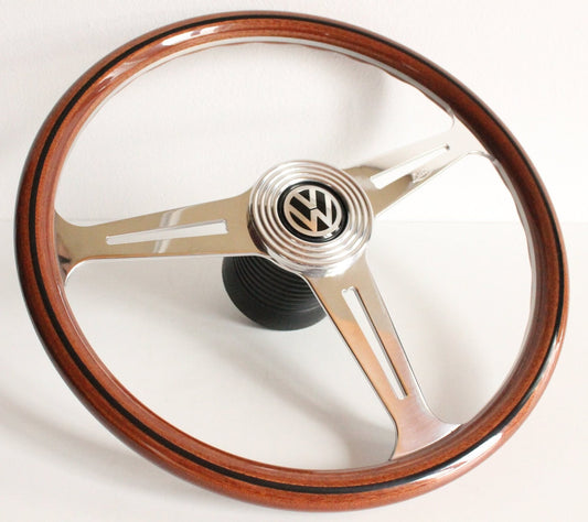 Steering wheel fits For VW custom rebuld wood chrome  390mm OEM LUISI wooden hand rebuilded T4 Bus Caravelle Multyvan Transporter 96-03'