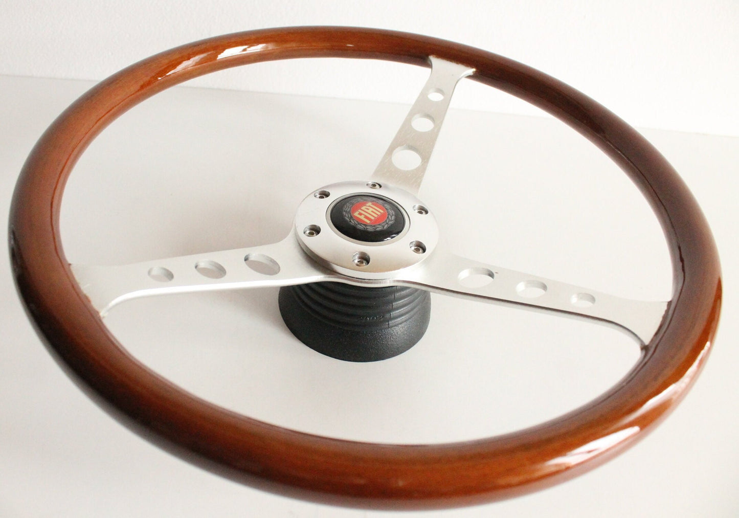 Steering wheel fits For FIAT Used custom rebuld wood Chrome wooden vintage hand rebuilded For 124 125 128 850 1100 Berlina Coupe Special