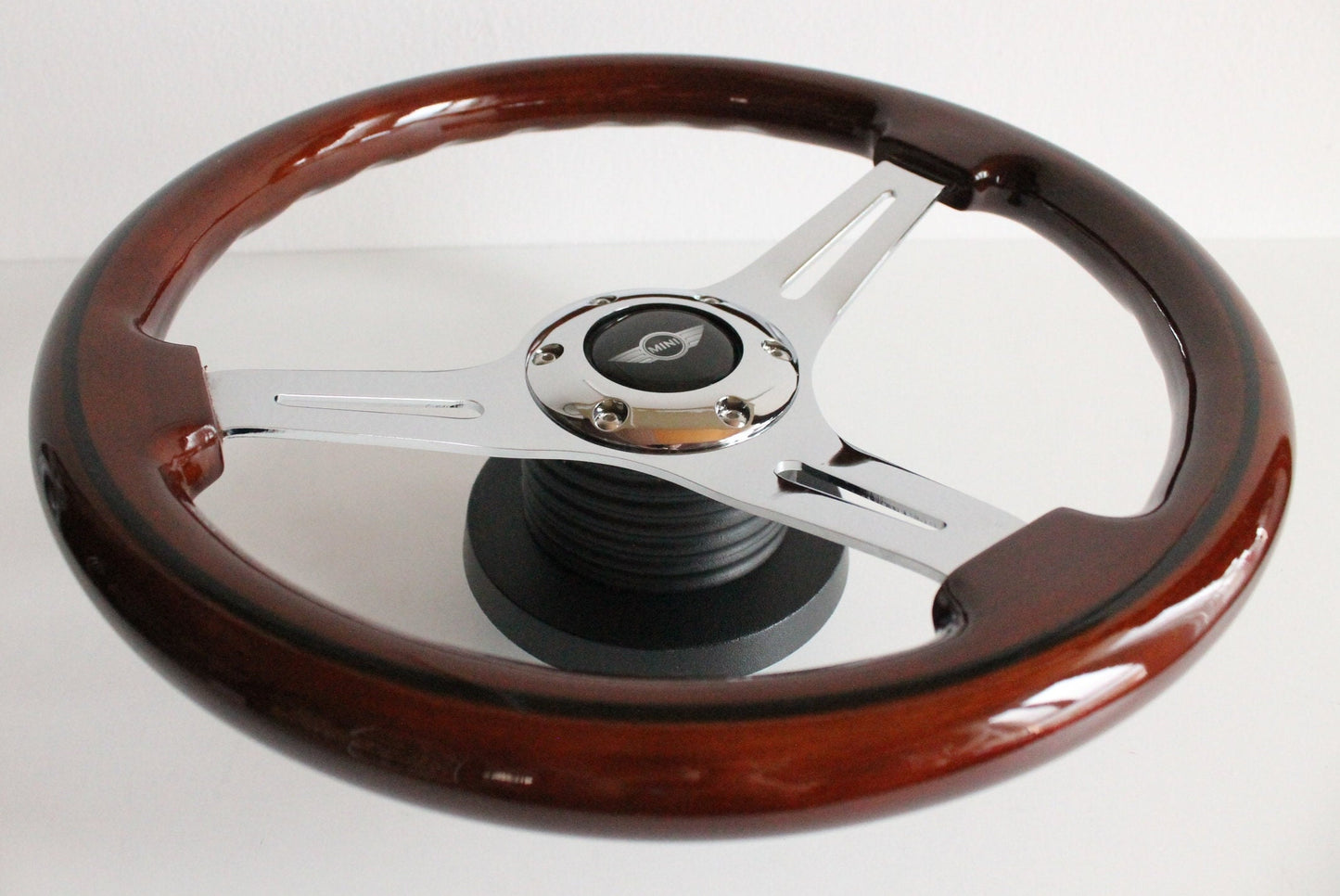 Steering wheel fits For Mini Cooper Used custom rebuld wood chrome 350mm classic vintage hand rebuilded For Austin Healy Mini 1000 1275 GT