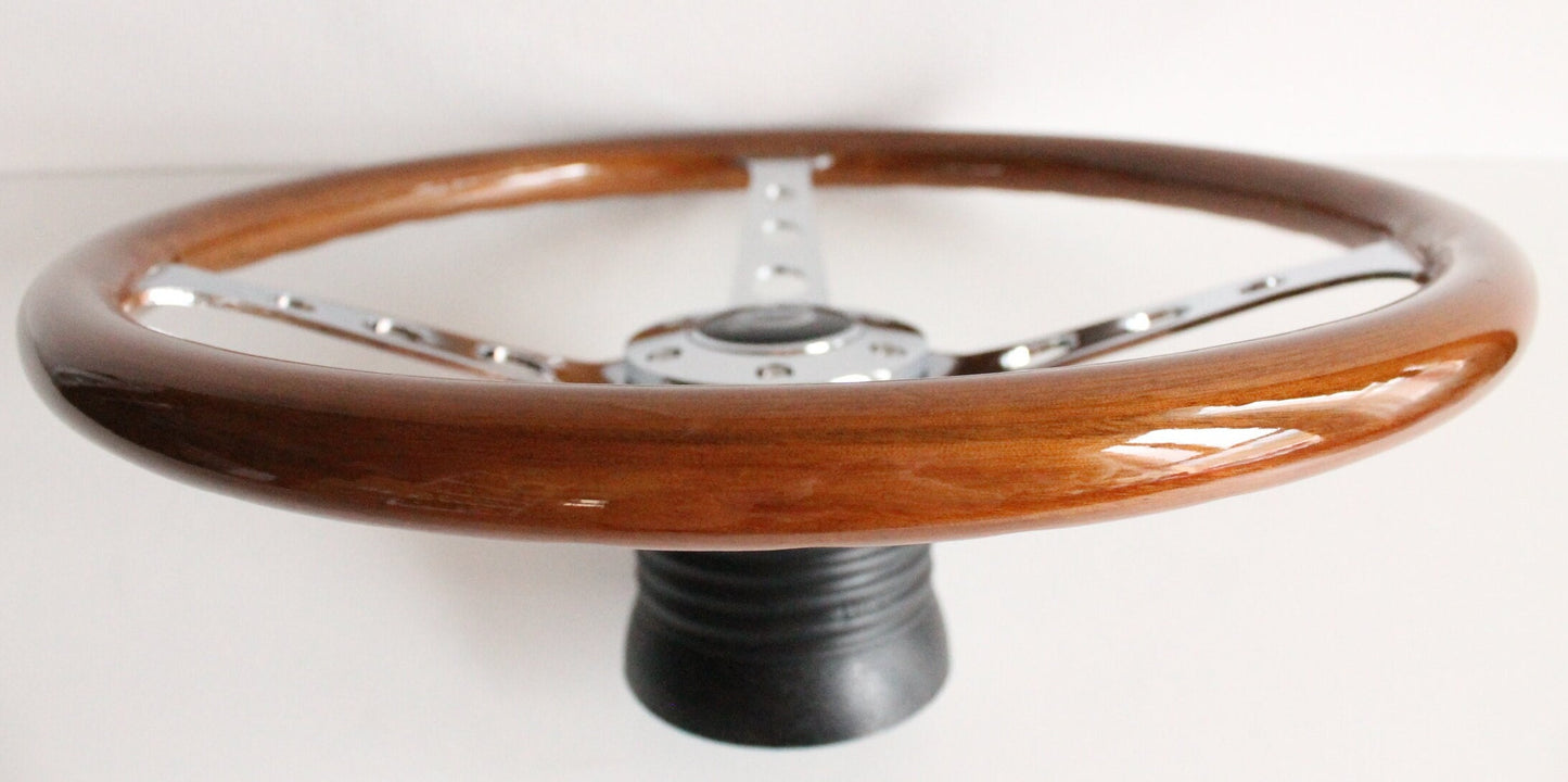 Steering wheel fits For VOLVO Used custom rebuld wood Chrome spokes 380mm wooden vintage hand rebuilded For 1800 1800ES