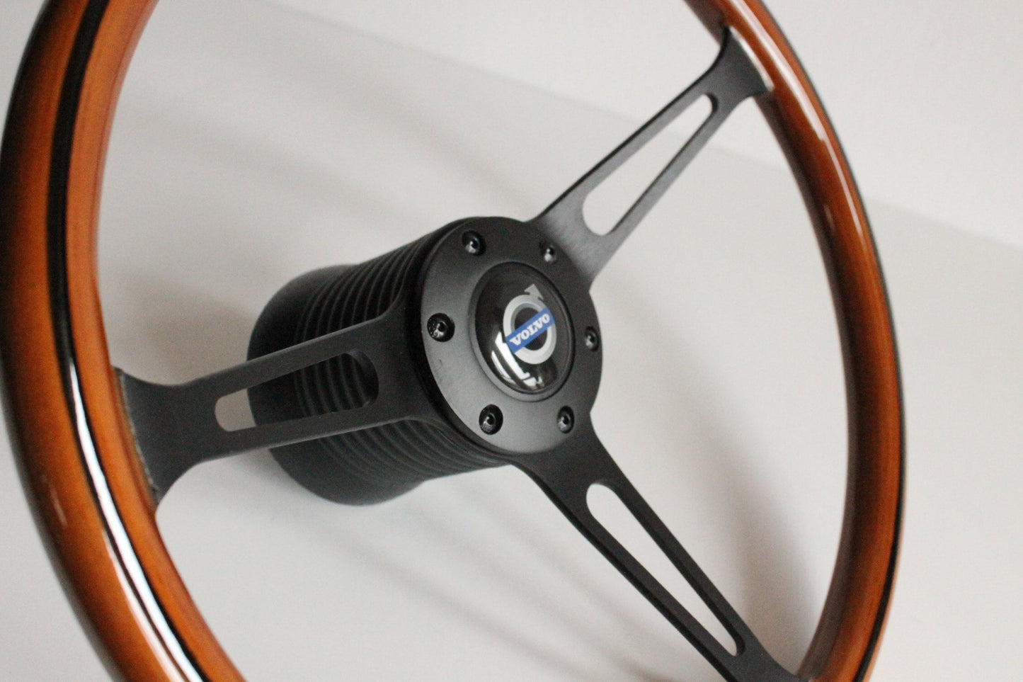 Steering wheel fits For VOLVO Used custom rebuld wood black spokes 380mm wooden vintage hand rebuilded For  1800 1800ES