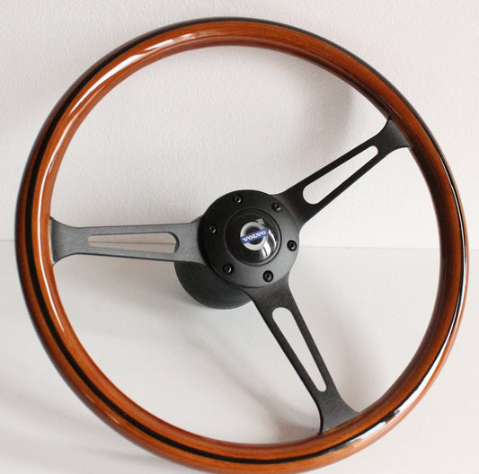 Steering wheel fits For VOLVO Used custom rebuld wood black spokes 380mm wooden vintage hand rebuilded For  1800 1800ES