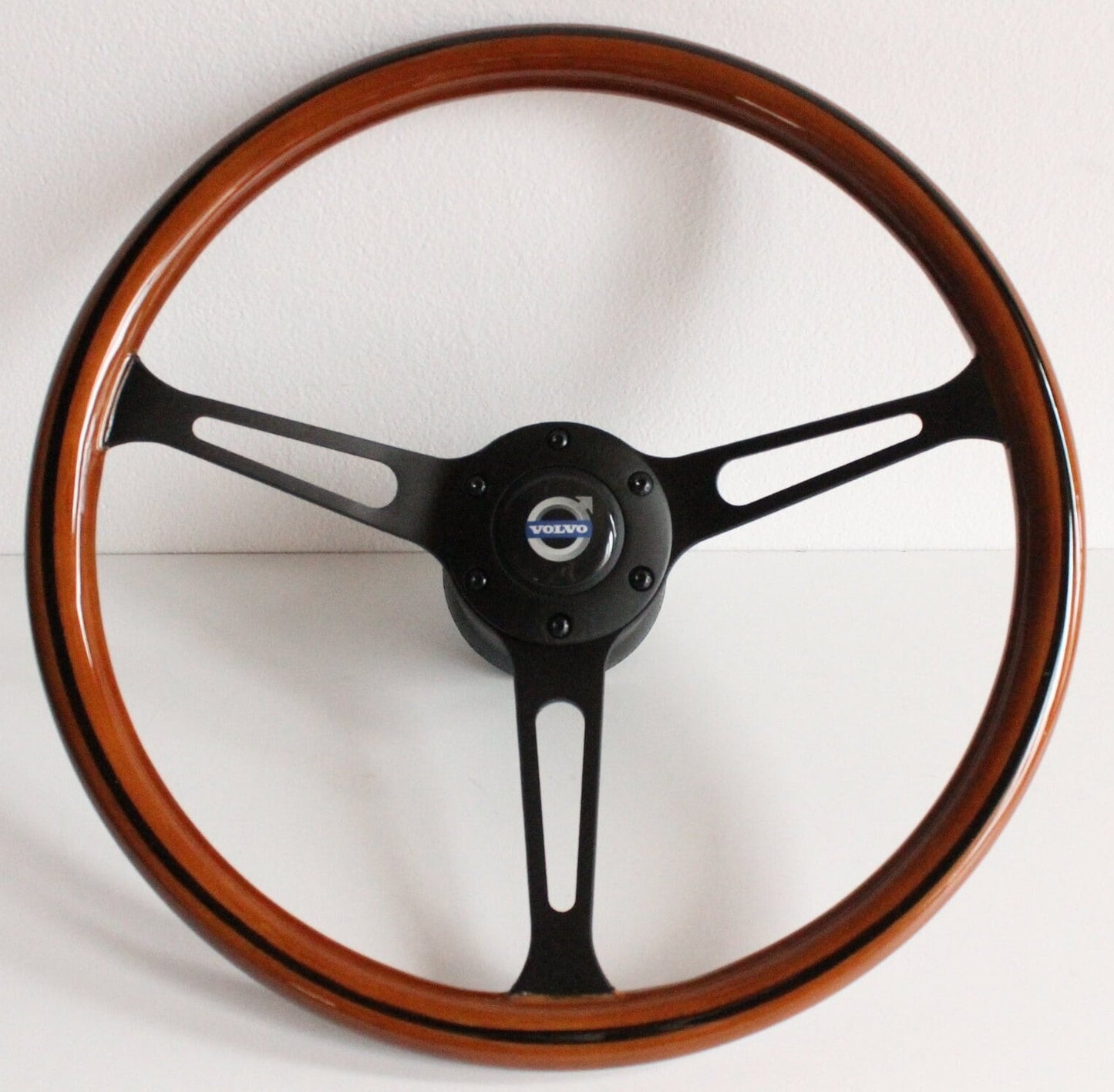 Steering wheel fits For VOLVO Used custom rebuld wood black spokes 380mm wooden vintage hand rebuilded For  1800 1800ES