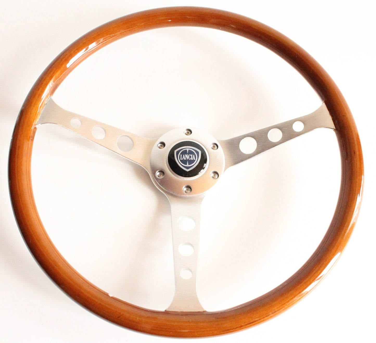 Steering wheel Fits For LANCIA Used Custom rebuilded Wood polished spokes Beautiful Craftmanship No hub adapter