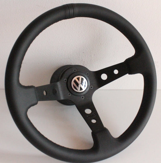 Steering wheel fits For VW Used custom hand rebulided new black leather stitching Deep Dish For T4 Bus Multyvan Caravelle