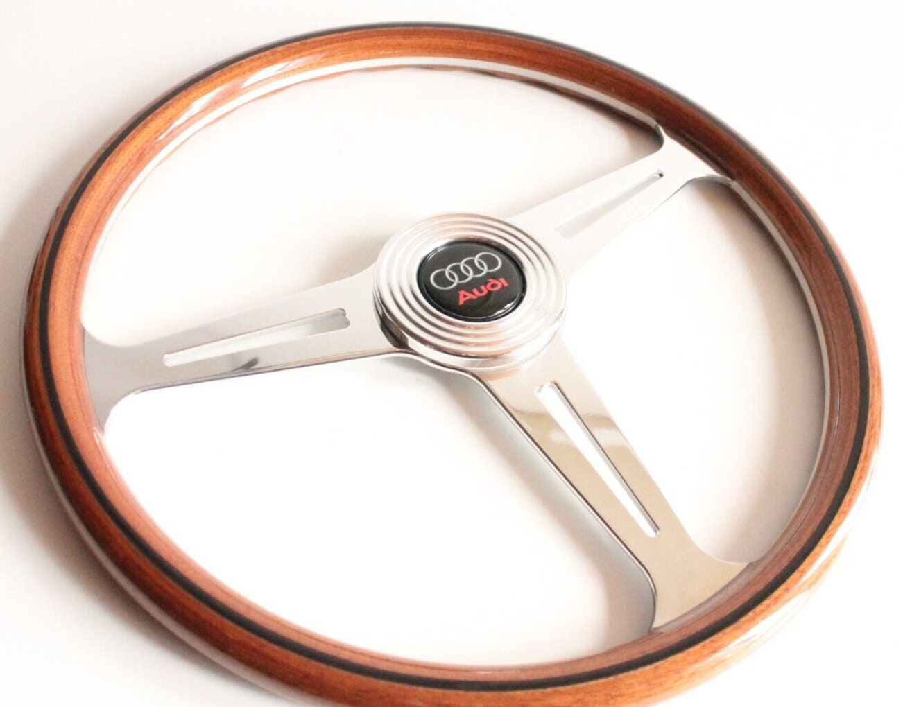 Steering wheel Fits For AUDI Wood Beautiful Craftmanship Handmade in Italy OEM LUISI Wooden No Hub Adapter