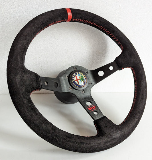 Steering wheel fits for Alfa Romeo Spider Used Suede Leather 380mm Classic Vintage Handmade Spider Veloce 164 75 2000 GTV Alfetta 1970 -1995