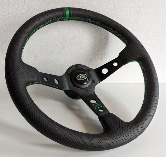 Steering wheel fits for Land Range Rover 1988-1990  Used custom rebuilded Perforated leather Sport 350mm