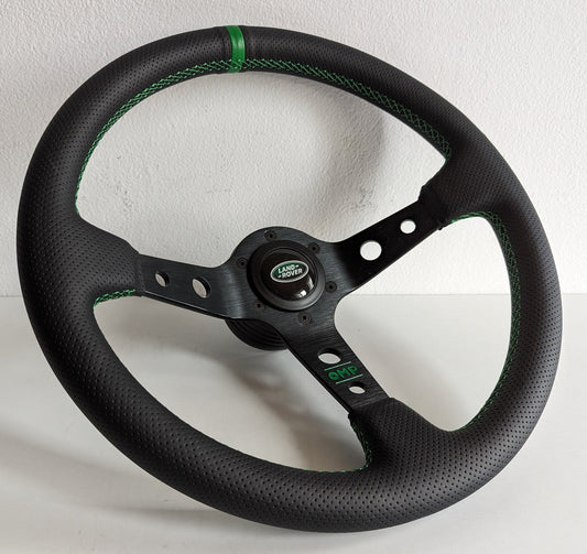 Steering wheel fits for Land Range Rover 1983-1985  Used custom rebuilded Perforated leather Sport 350mm