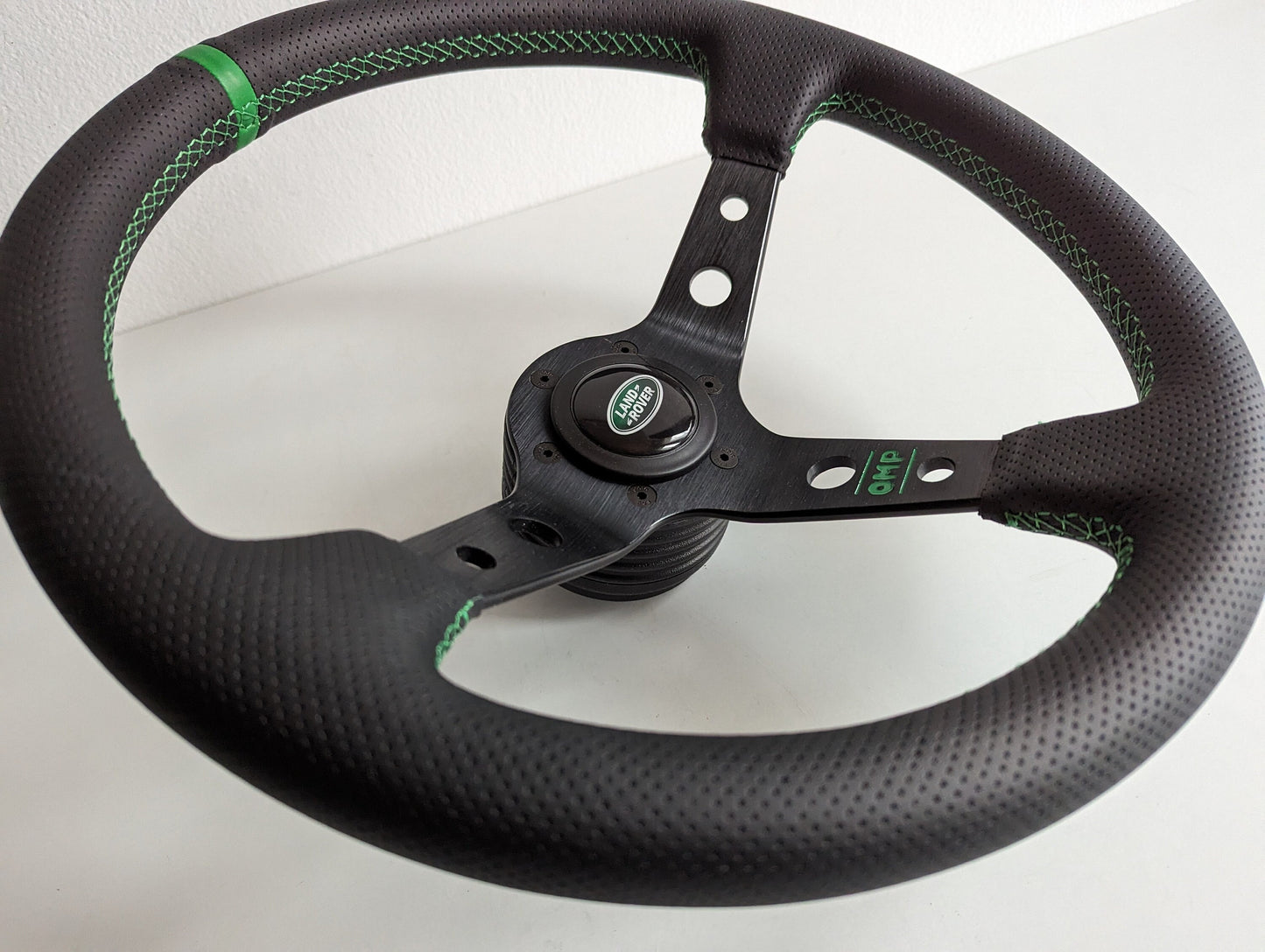 Steering wheel fits for Land Range Rover 1988-1990  Used custom rebuilded Perforated leather Sport 350mm