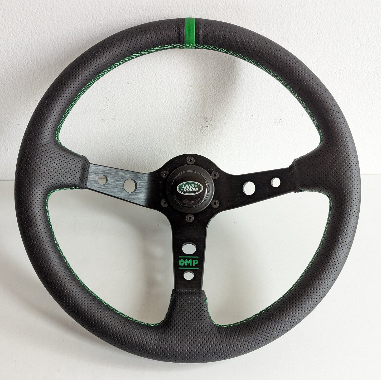 Steering wheel fits for Land Range Rover 1970 - 1983 Used custom rebuilded Perforated leather Sport 350mm