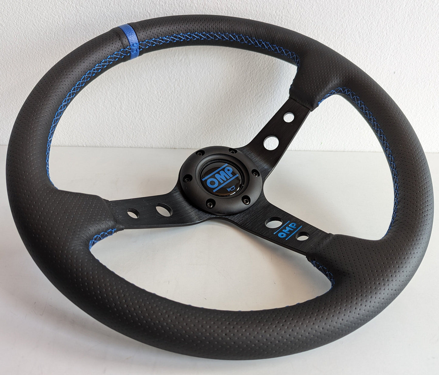 Steering wheel custom hand rebulided perforated leather Blue Red Yellow Green Deep Dish 350mm 14inch