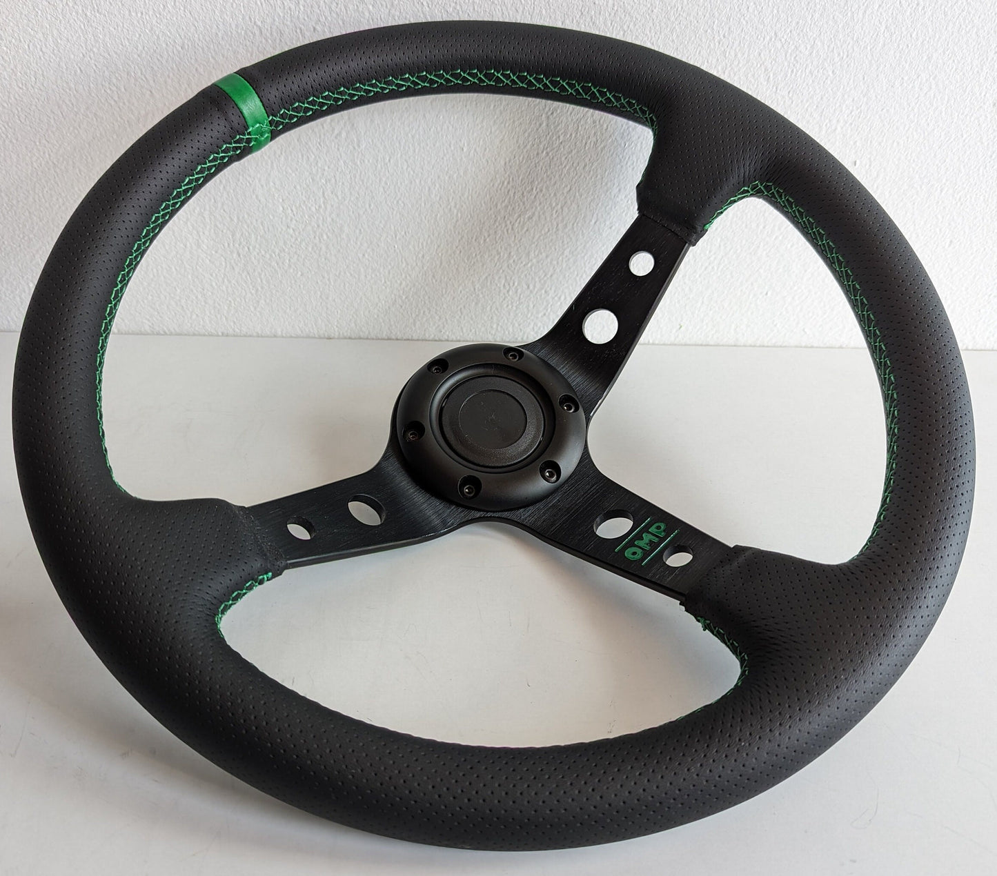 Steering wheel custom hand rebulided perforated leather Blue Red Yellow Green Deep Dish 350mm 14inch