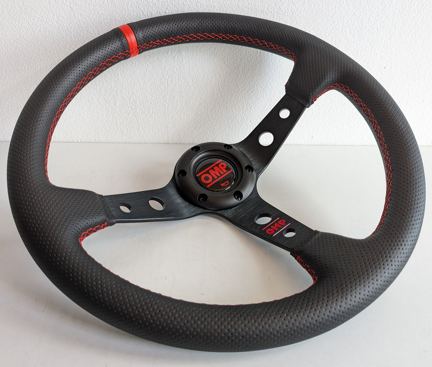 Steering wheel custom hand rebulided perforated leather Blue Red Yellow Green Deep Dish 350mm 14inch