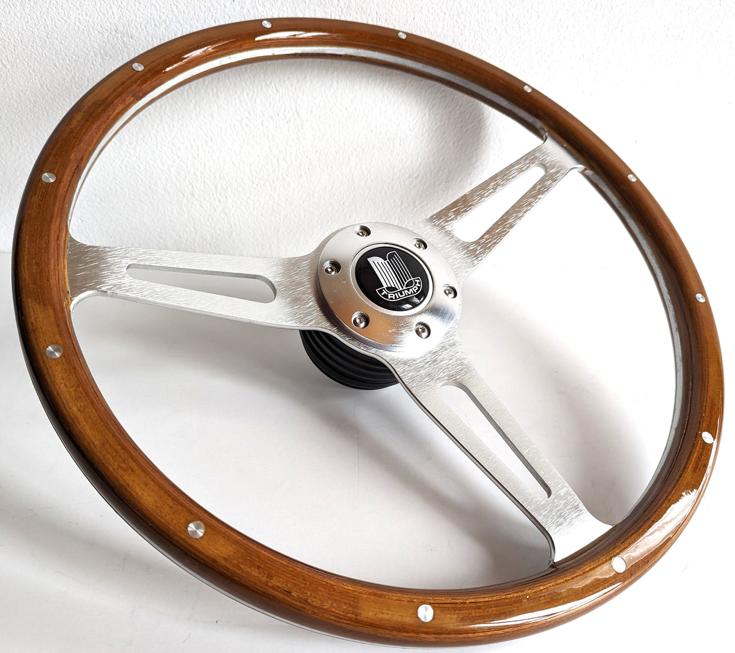 Steering wheel Fits for TRIUMPH Used Custom rebuilded Wood polished spokes Beautiful Craftmanship TR4 TR5 TR6 Erald GT6 Spitfire Mk2 Mk3