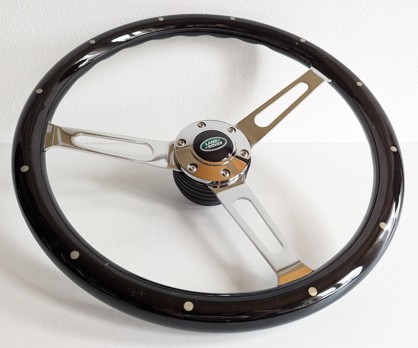 Steering wheel fits for Land Range Rover 1983-1985  custom rebuilded Wood 380mm Wooden Black