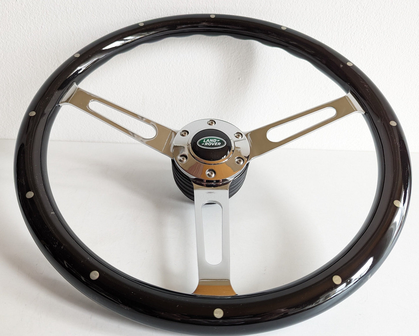 Steering wheel fits For Land Rover Discovery 1989-1994 custom rebuilded Wood 380mm Wooden Black Chrome Classic Style Hand renovated