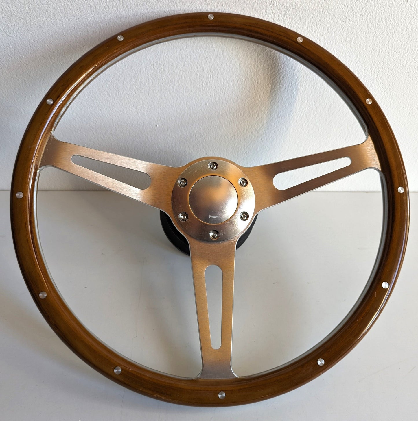 Steering wheel Used custom rebuld wood chome 380mm  vintage hand rebuilded For Mercedes Benz R107 W114 W115 W116 1972-1976